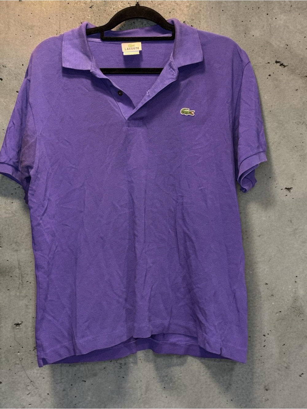 Vintage Lacoste Men's Purple Cotton Pique Polo Shirt